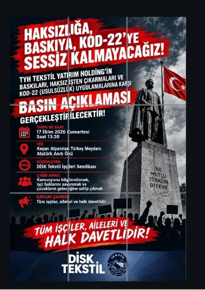 TYH Tekstil işçileri bugün haklarını arayacaklar